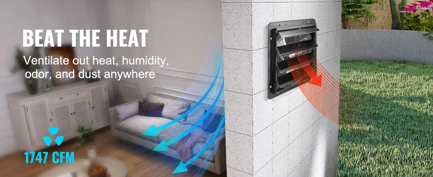 VEVOR Shutter Exhaust Fan 16 inch With Temperature Humidity overview