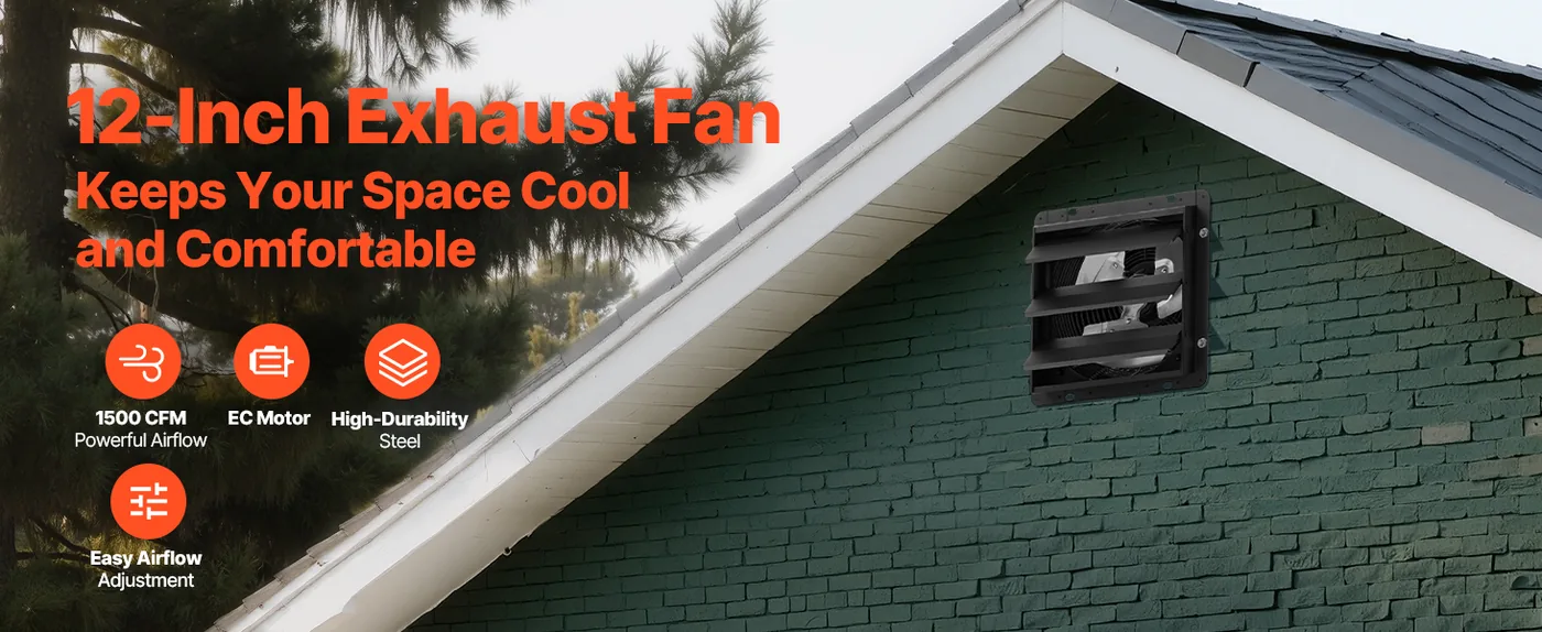 VEVOR 12 inch shutter exhaust fan overview