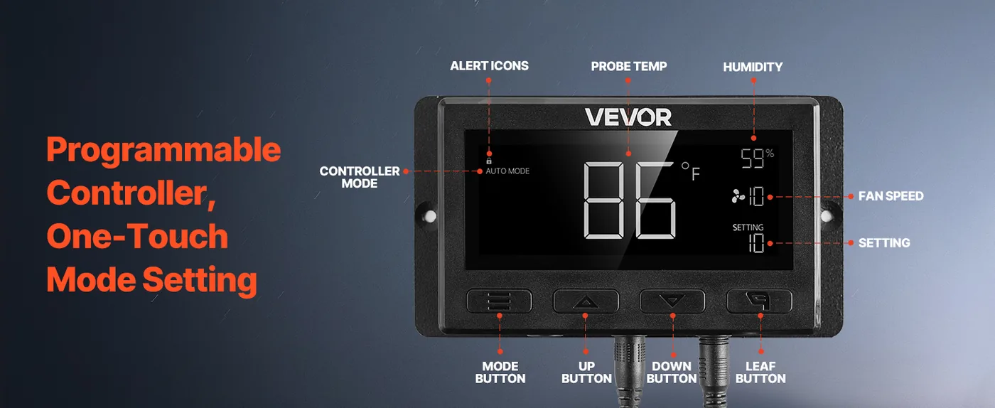VEVOR 12 inch Shutter Exhaust Fan 1500 CFM Wall Mount Powerful Airflow