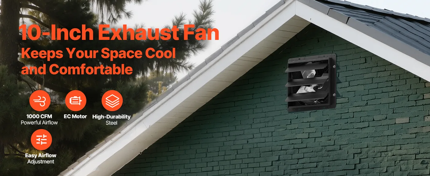 VEVOR 10 inch shutter exhaust fan overview