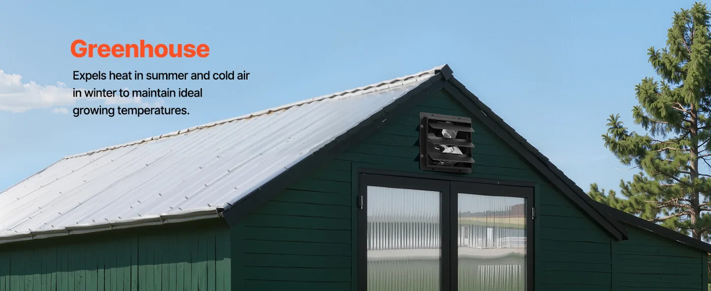 VEVOR 10 inch Shutter Exhaust Fan 1000 CFM Wall Mount Greenhouse