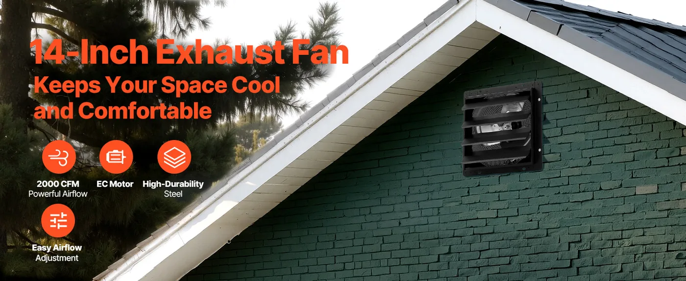 VEVOR 14 inch shutter exhaust fan overview