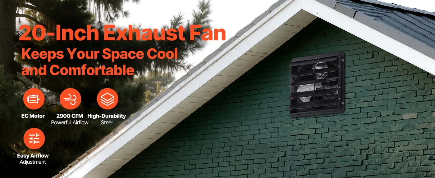 VEVOR 20 inch shutter exhaust fan overview