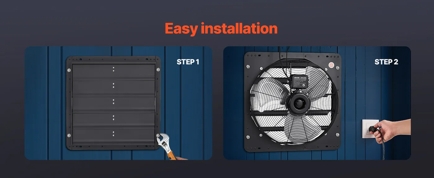 VEVOR 20 inch Shutter Exhaust Fan 4800 CFM Wall Mount Hassle-Free Installation