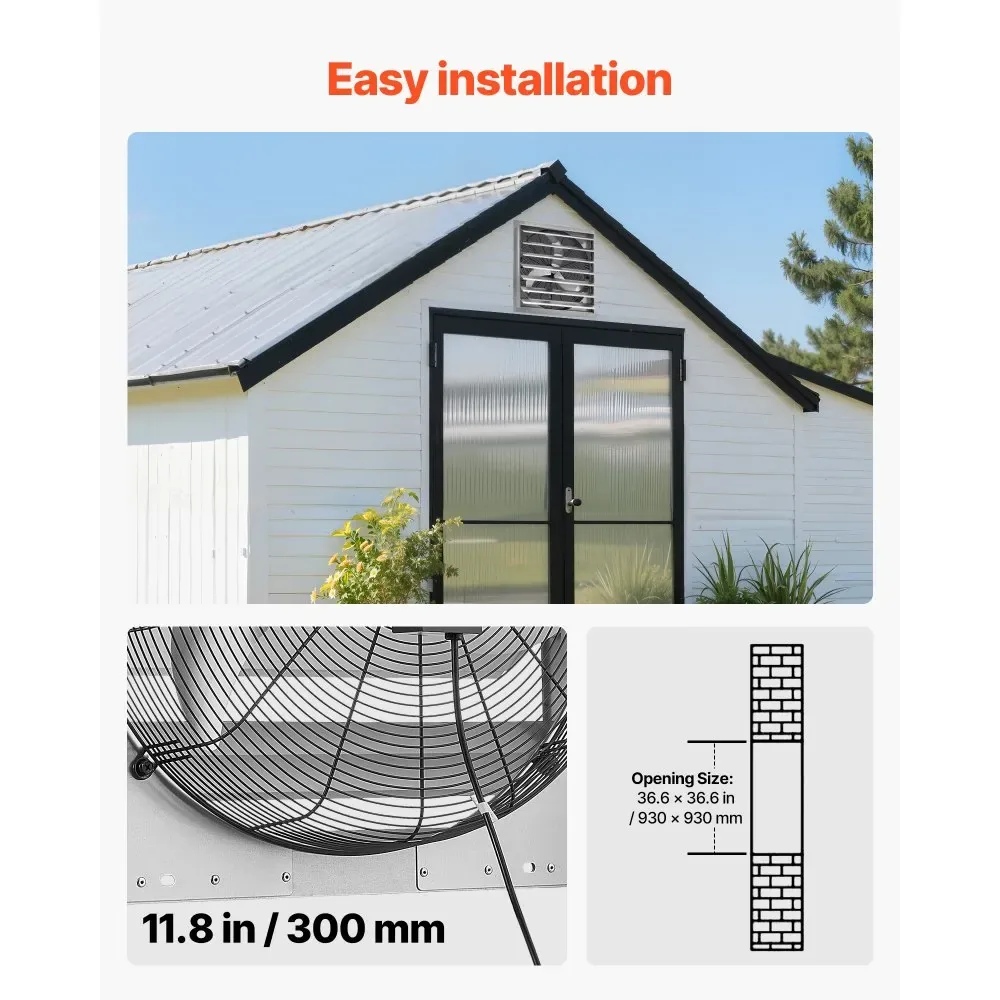 36 inch shutter exhaust fan dimensions