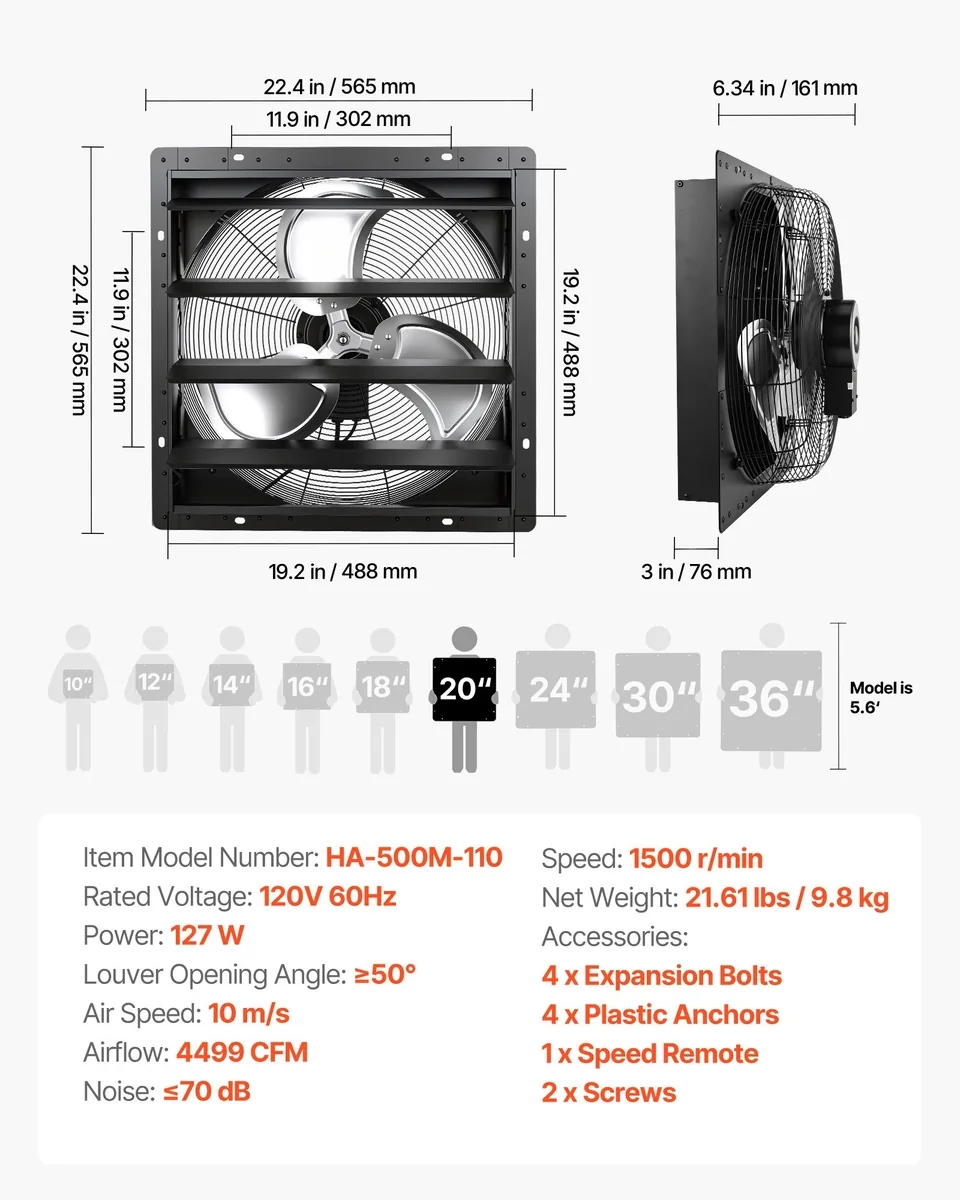 VEVOR 20 inch exhaust fan blade close-up