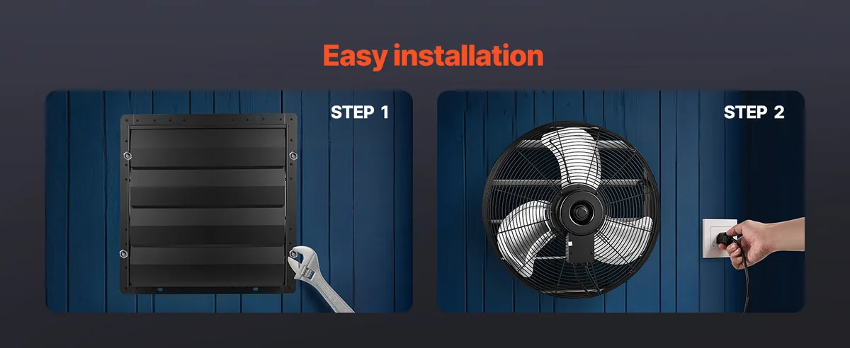 VEVOR 20 inch shutter exhaust fan easy installation