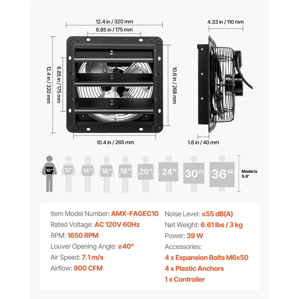 shutter exhaust fan package contents and mounting hardware