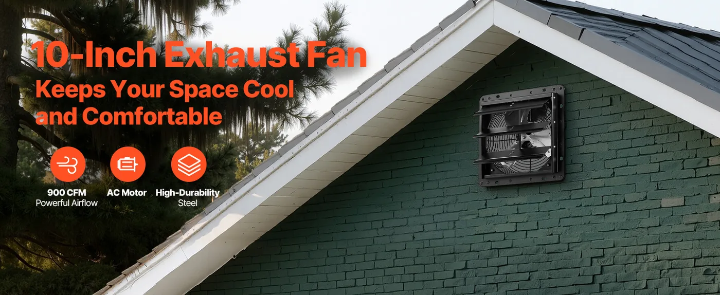 VEVOR 10 inch shutter exhaust fan overview