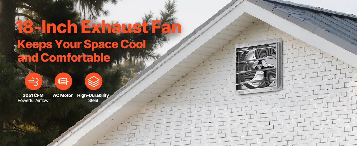 VEVOR 18 inch shutter exhaust fan overview