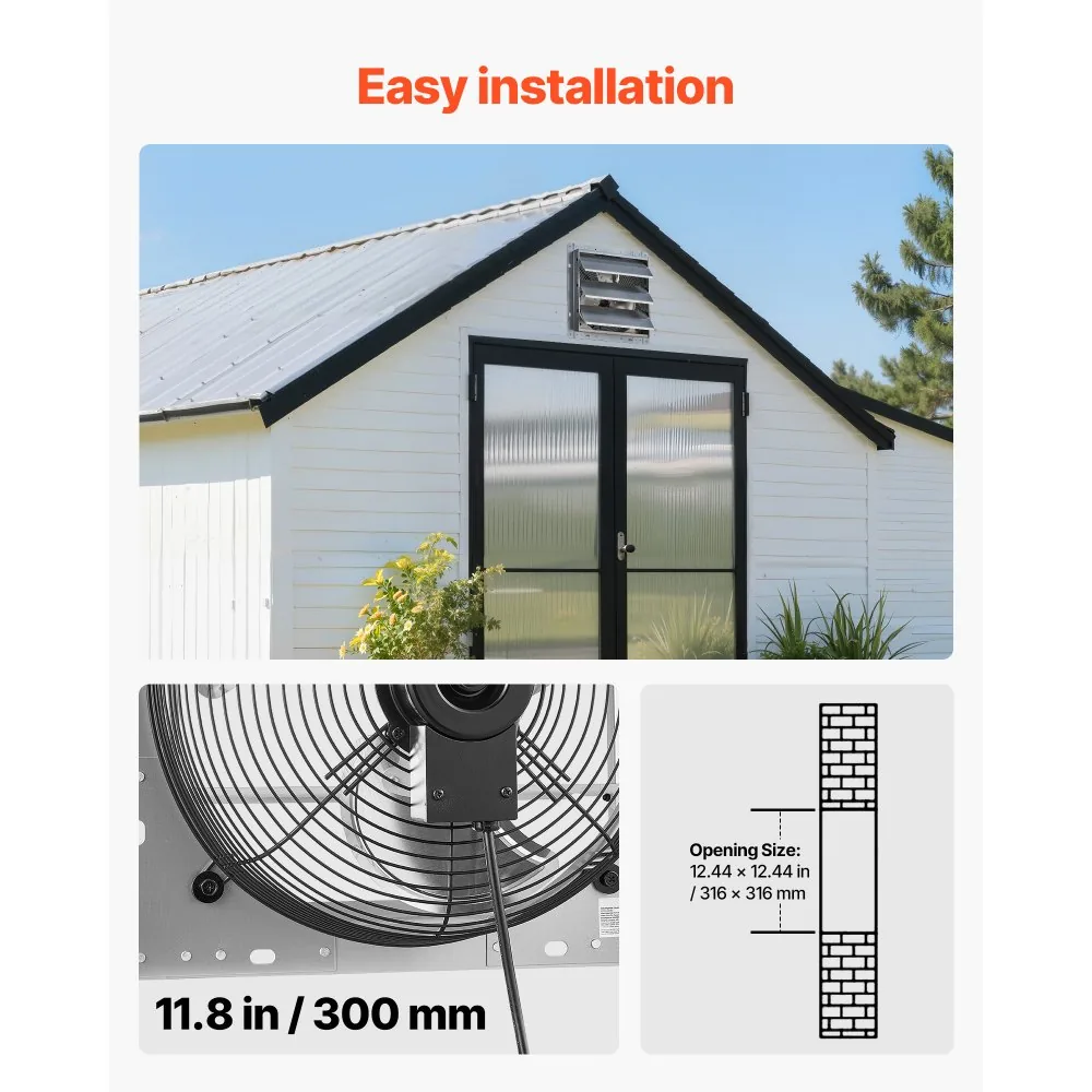 12 inch shutter exhaust fan dimensions