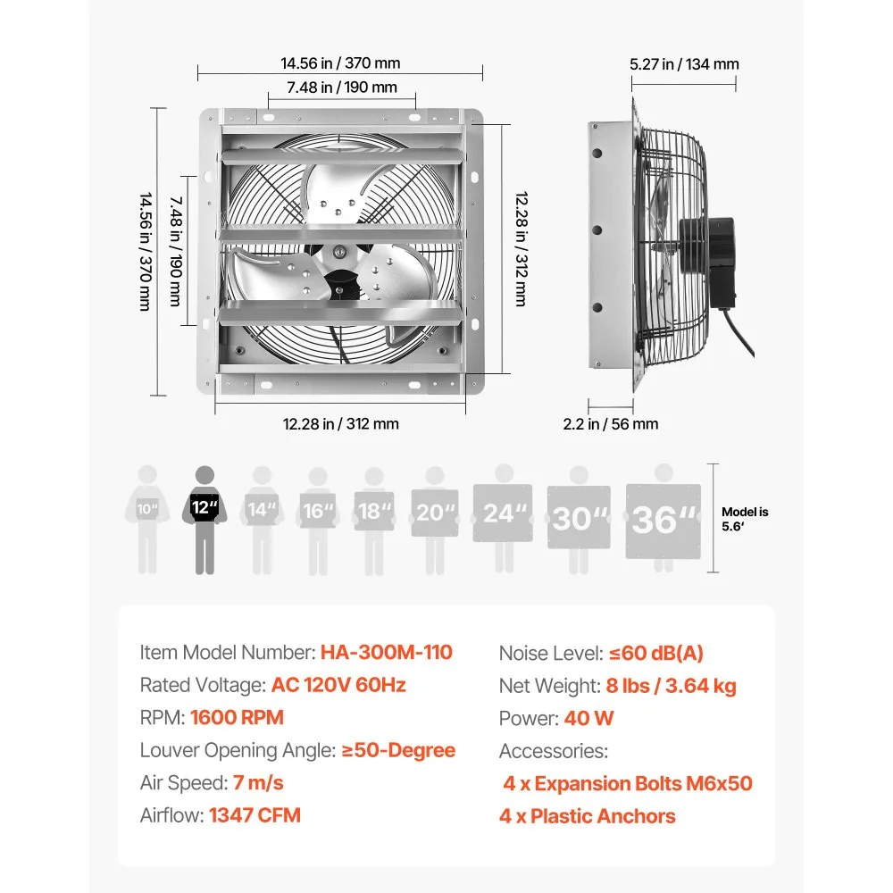 shutter exhaust fan package contents and mounting hardware