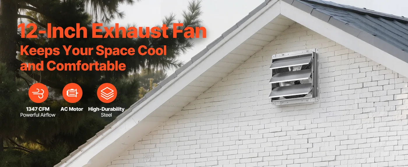 VEVOR 12 inch shutter exhaust fan overview