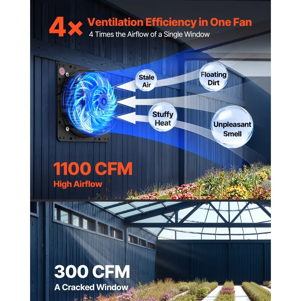 12 inch shutter exhaust fan wall mounted in garage