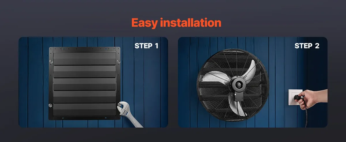 VEVOR 24 inch shutter exhaust fan easy installation