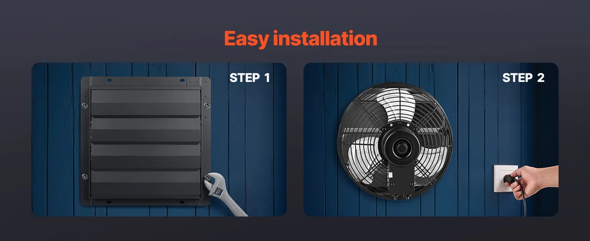 VEVOR 14 inch shutter exhaust fan easy installation