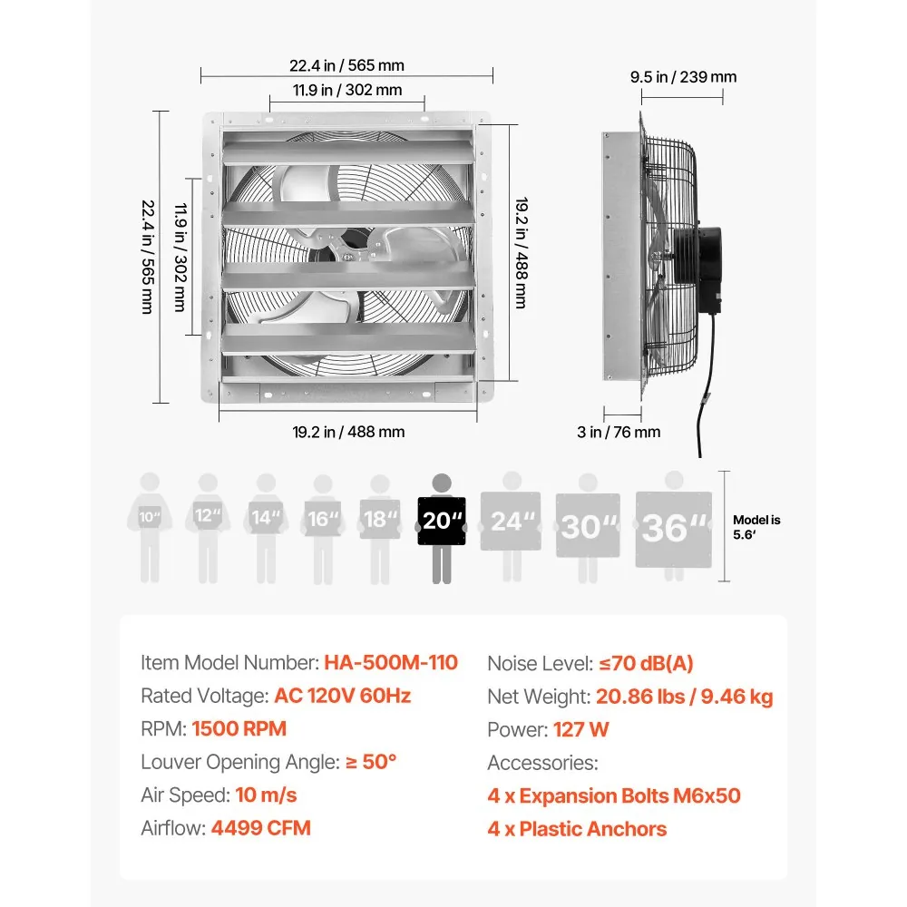 shutter exhaust fan package contents and mounting hardware
