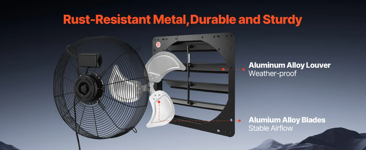 VEVOR 18 inch Shutter Exhaust Fan 2200 CFM Variable Speed Reliable Durability