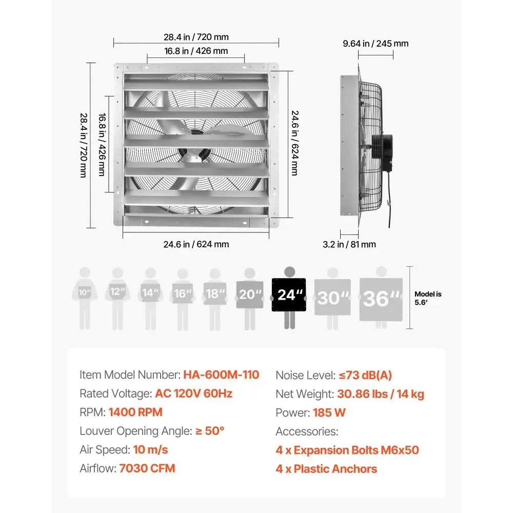 shutter exhaust fan package contents and mounting hardware