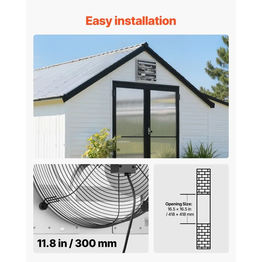 16 inch shutter exhaust fan dimensions