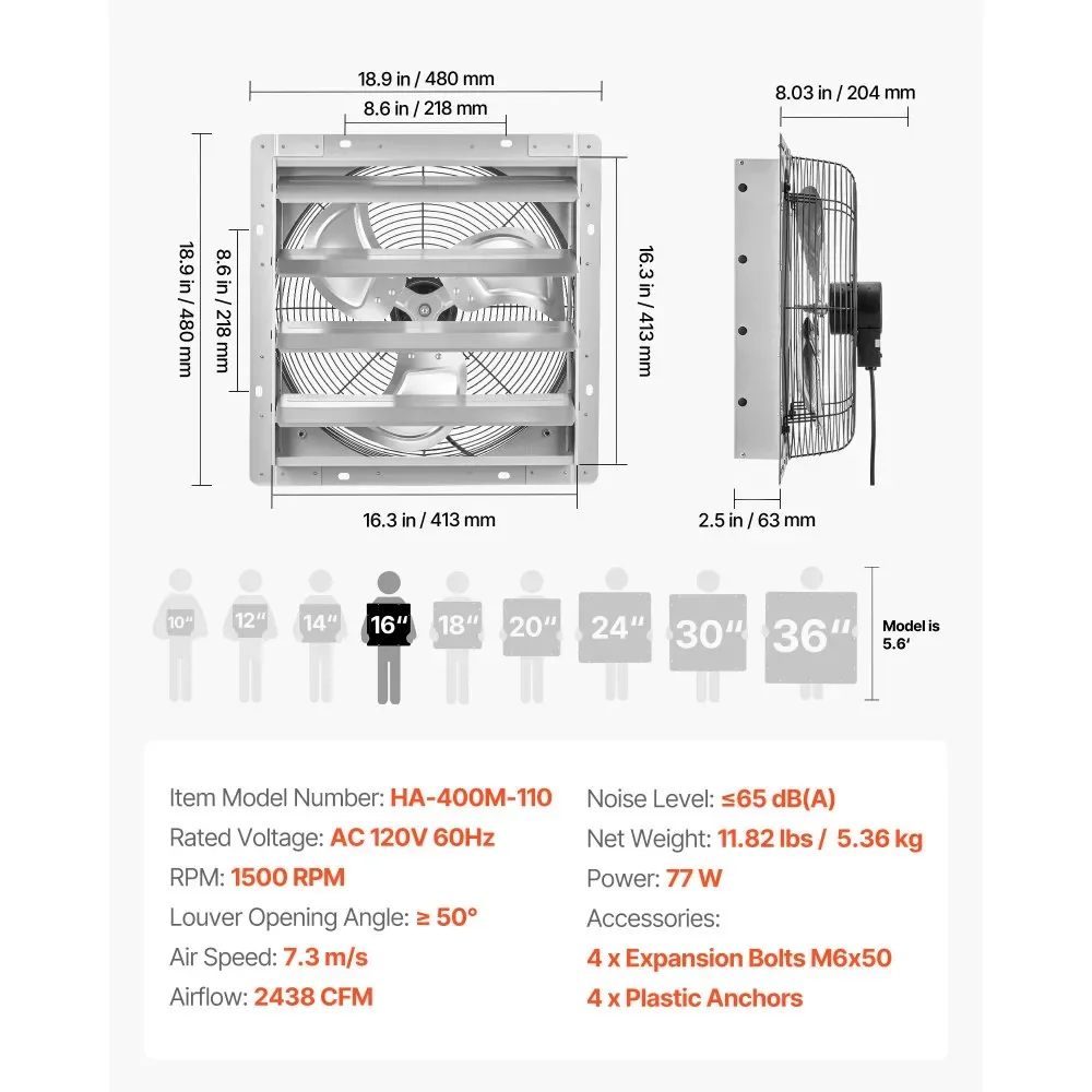 shutter exhaust fan package contents and mounting hardware