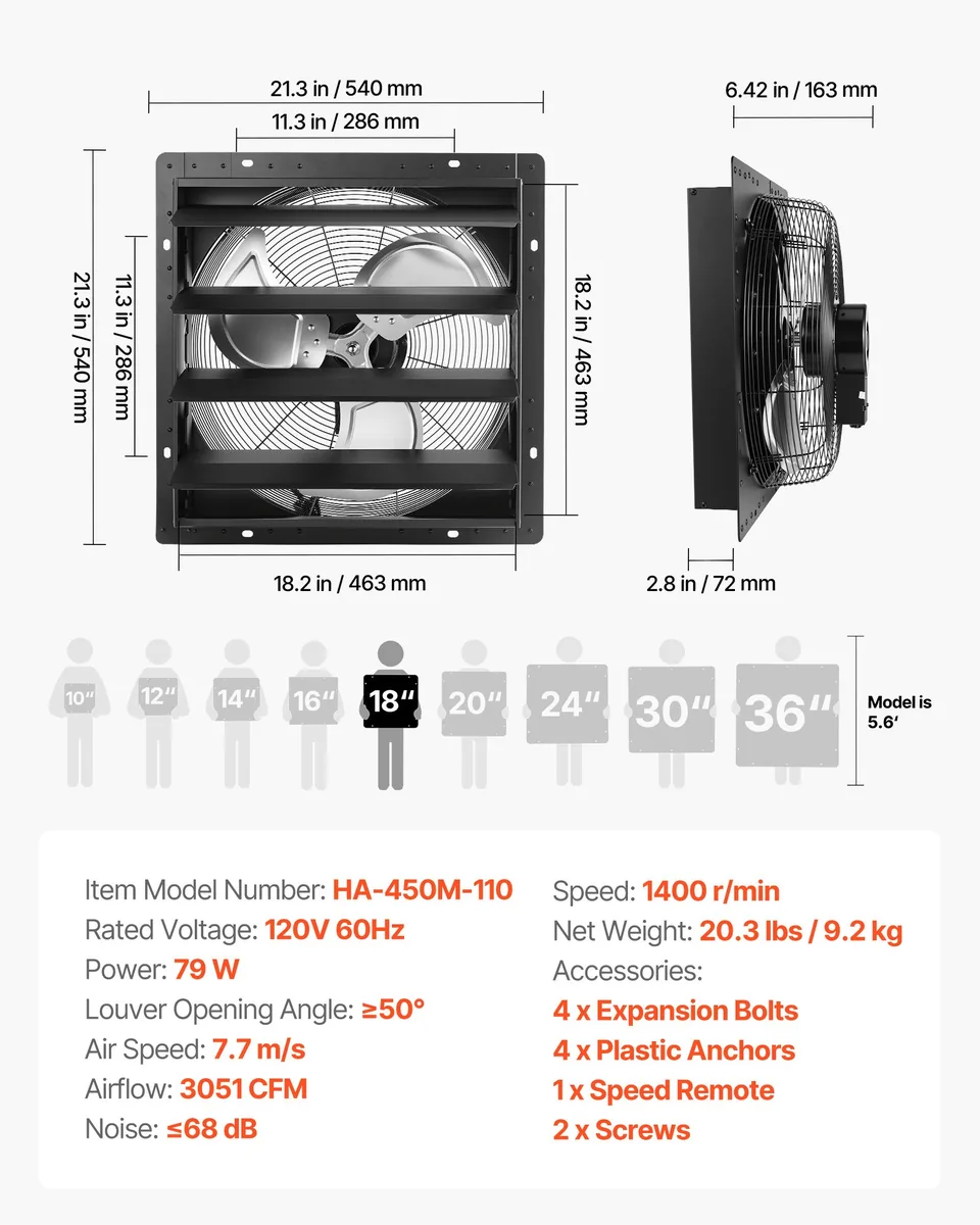 VEVOR 18 inch exhaust fan blade close-up