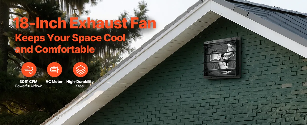 VEVOR 18 inch shutter exhaust fan wall mount overview