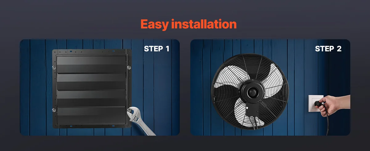 VEVOR 18 inch shutter exhaust fan easy installation