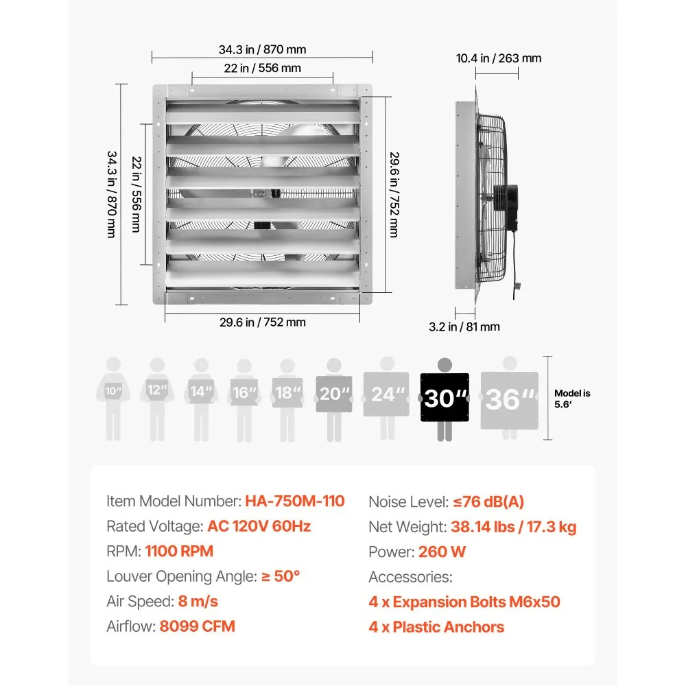 shutter exhaust fan package contents and mounting hardware