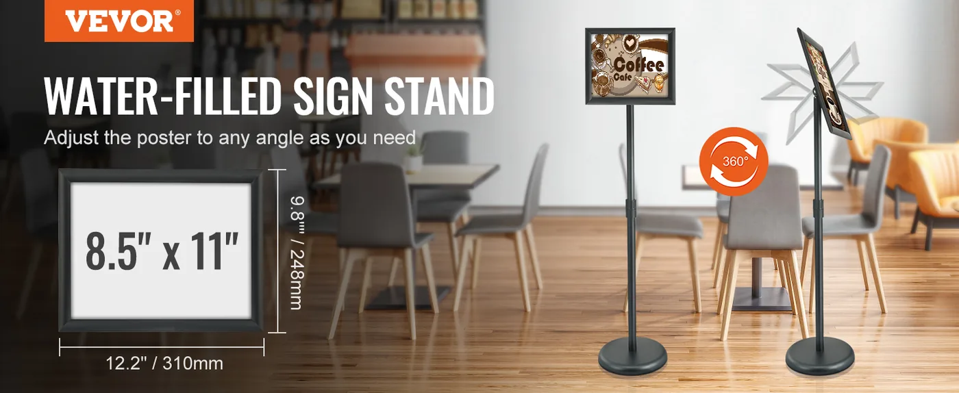 VEVOR 8.5 x 11 pedestal sign holder overview