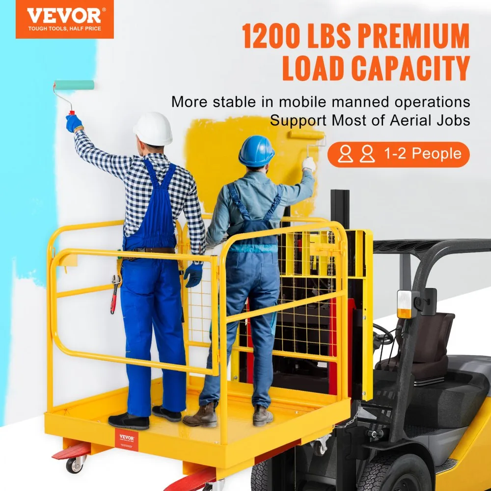 VEVOR forklift work platform in use at height