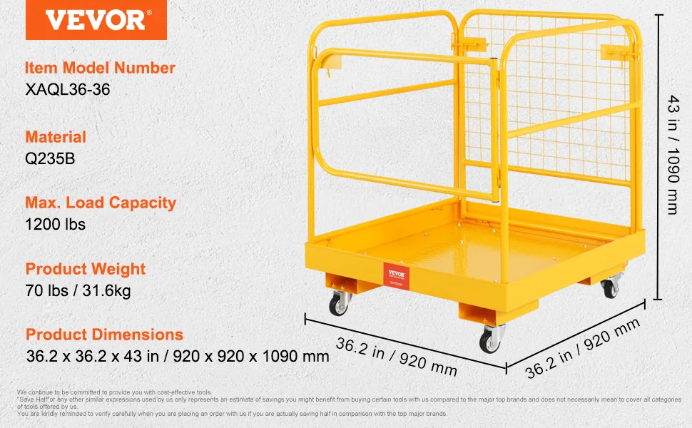 VEVOR forklift safety cage overview