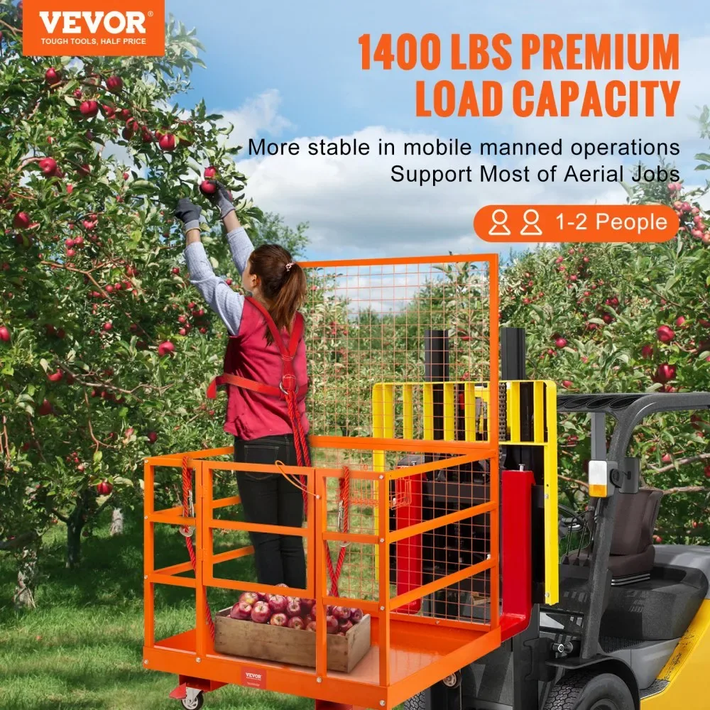 VEVOR forklift work platform in use at height