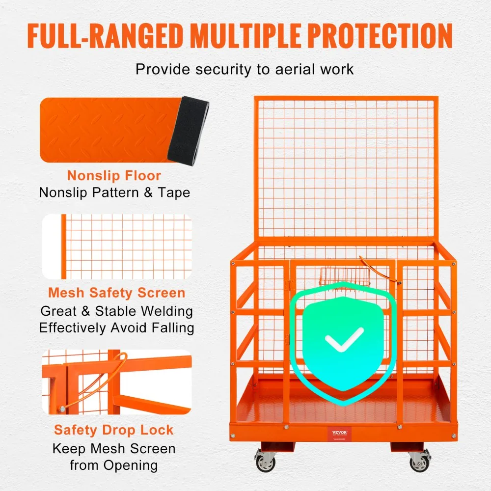 VEVOR forklift safety cage dual nonslip floor
