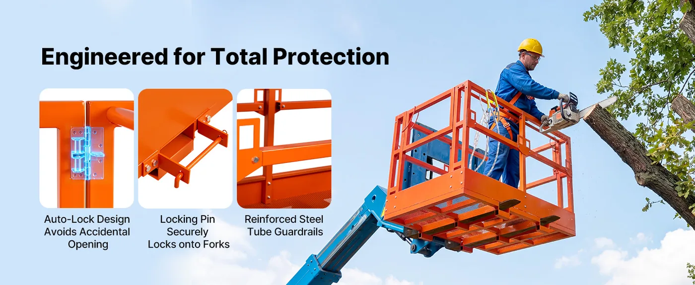 VEVOR Telehandler Work Platform 2000 lbs 48 x 74 in Secure Protection