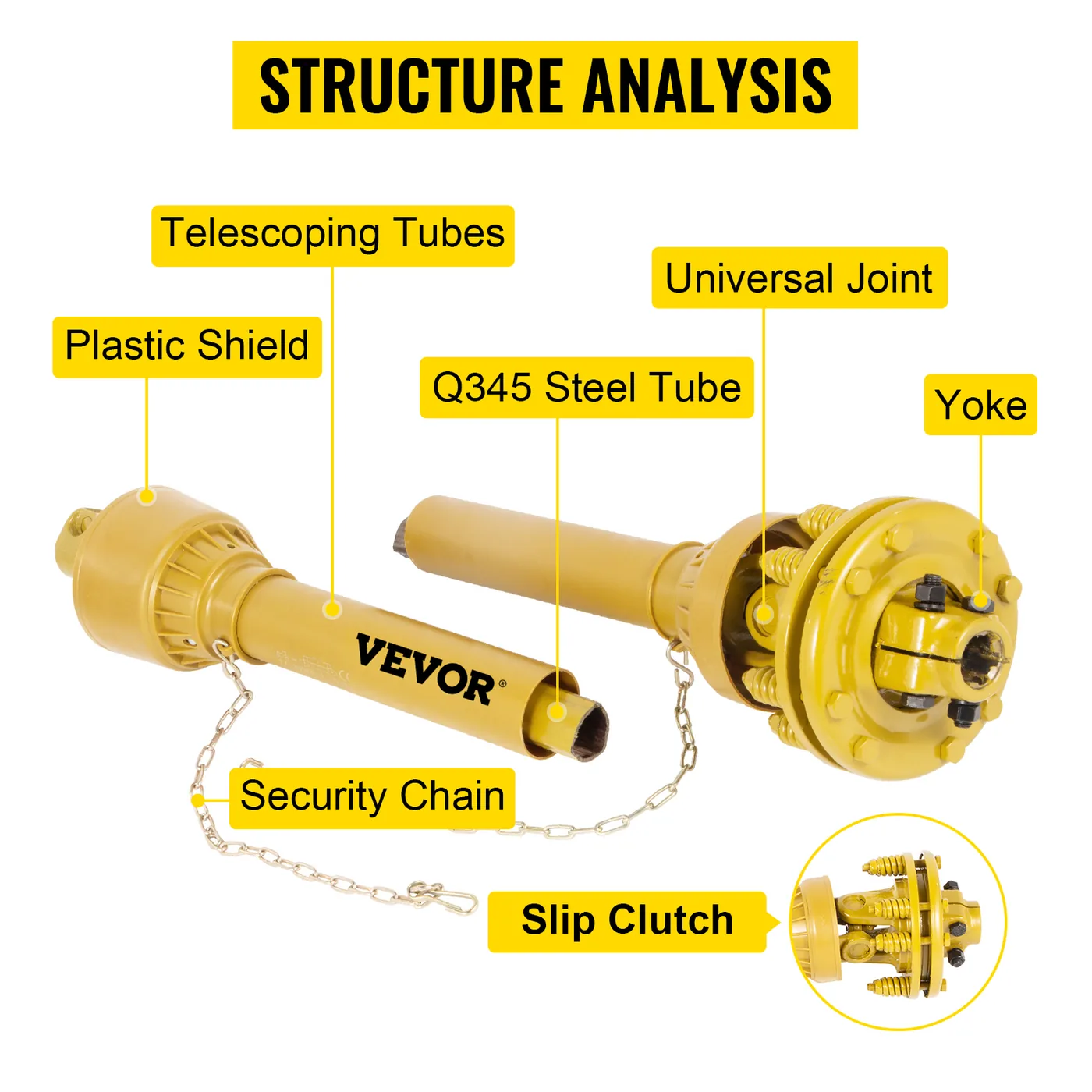 VEVOR PTO Shaft Yellow 41" / 1050 mm feature 5