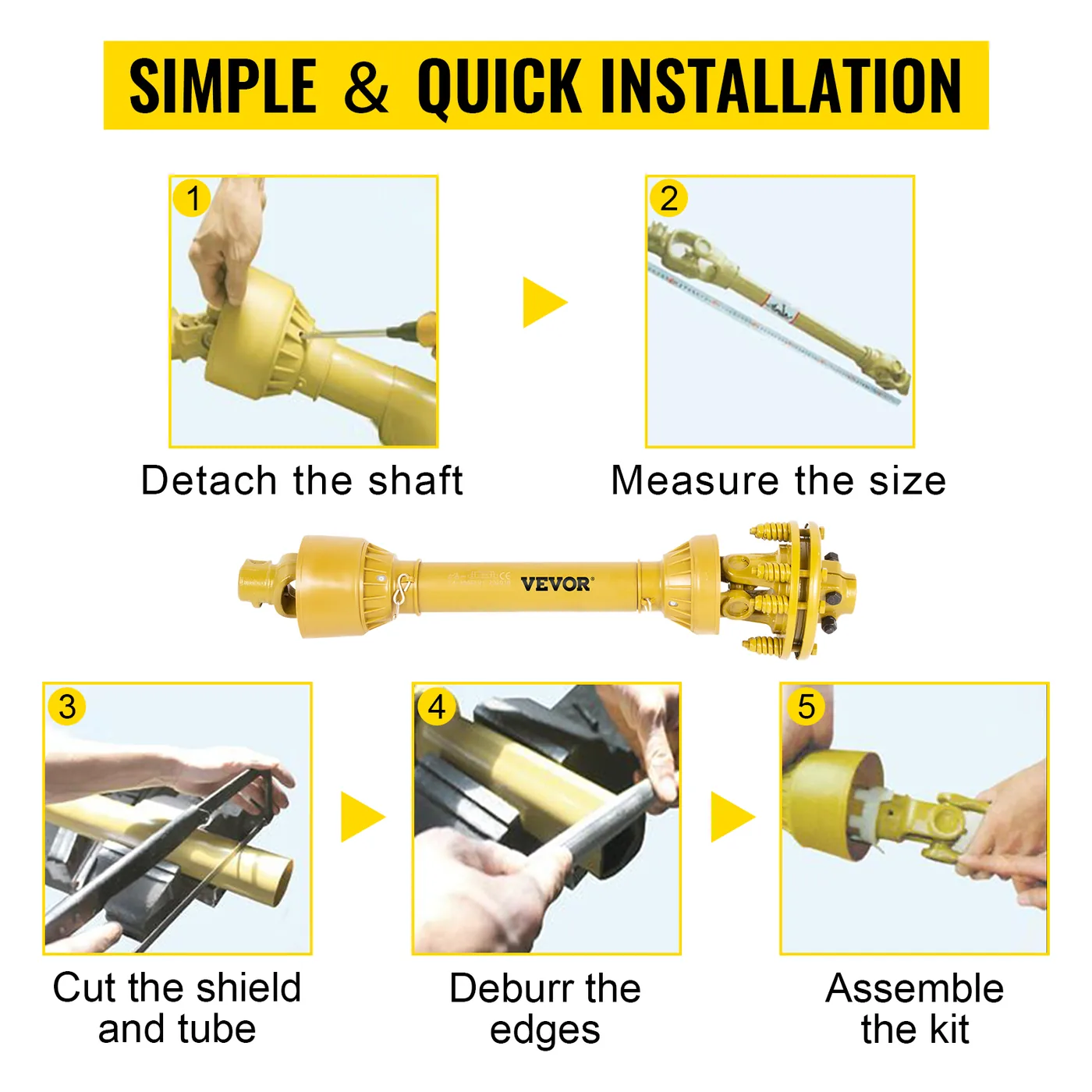 VEVOR PTO Shaft Yellow 41" / 1050 mm feature 6