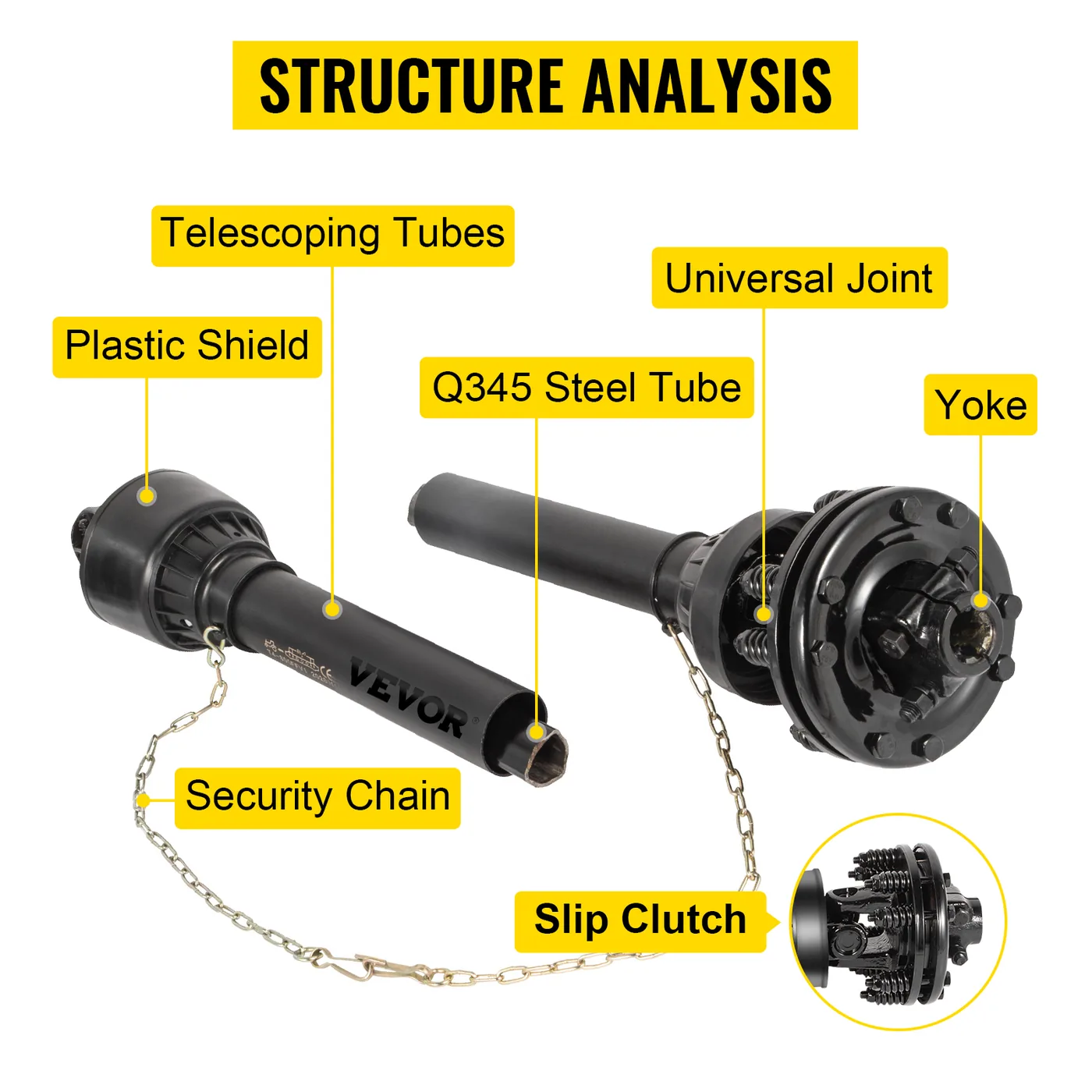 VEVOR PTO Shaft Black 1200 mm feature 5