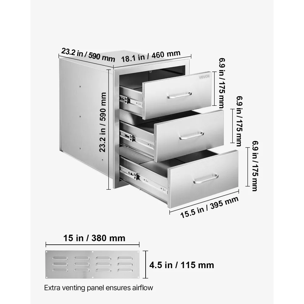 VEVOR Outdoor Kitchen Drawers 18.11" W x 23.23" D x 23.23" H product image 7