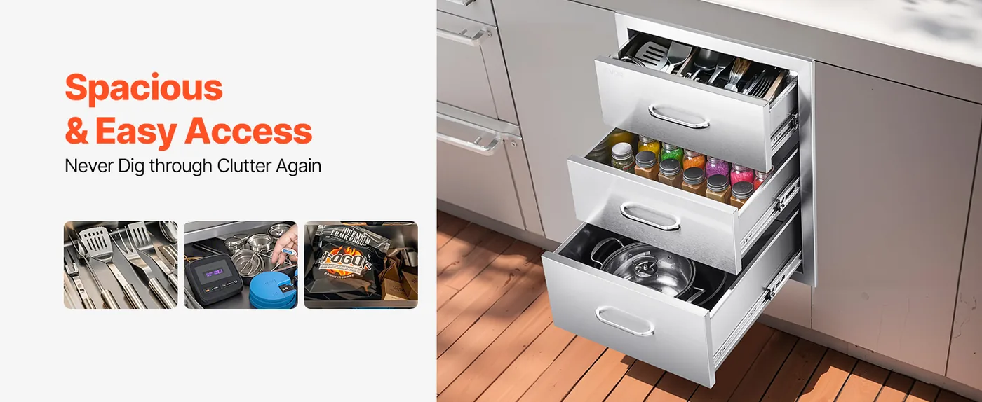 VEVOR Outdoor Kitchen Drawers 18.11" W x 23.23" D x 23.23" H Large Space