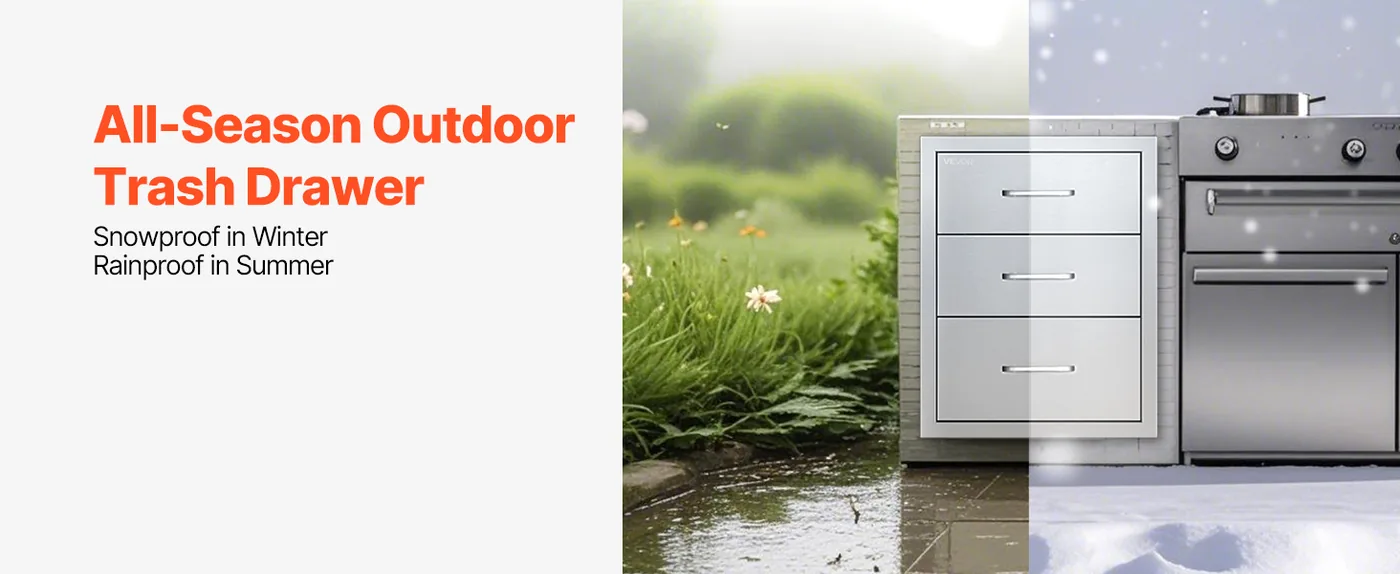 VEVOR Outdoor Kitchen Drawers 18.11" W x 23.23" D x 23.23" H Fully Enclosed
