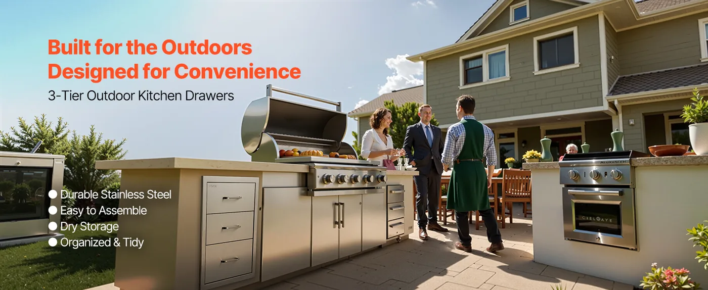 VEVOR Outdoor Kitchen Drawers 18.11"W x 23.23"D x 23.23"H overview