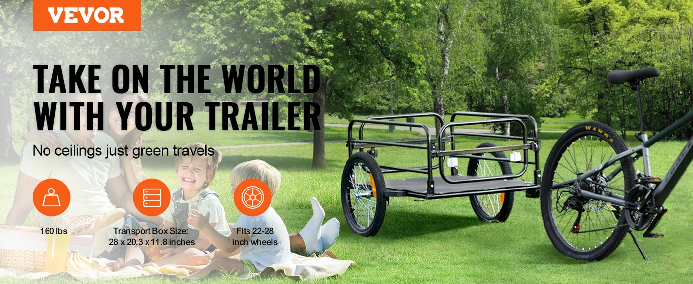 VEVOR Bike Cargo Trailer 160lbs overview