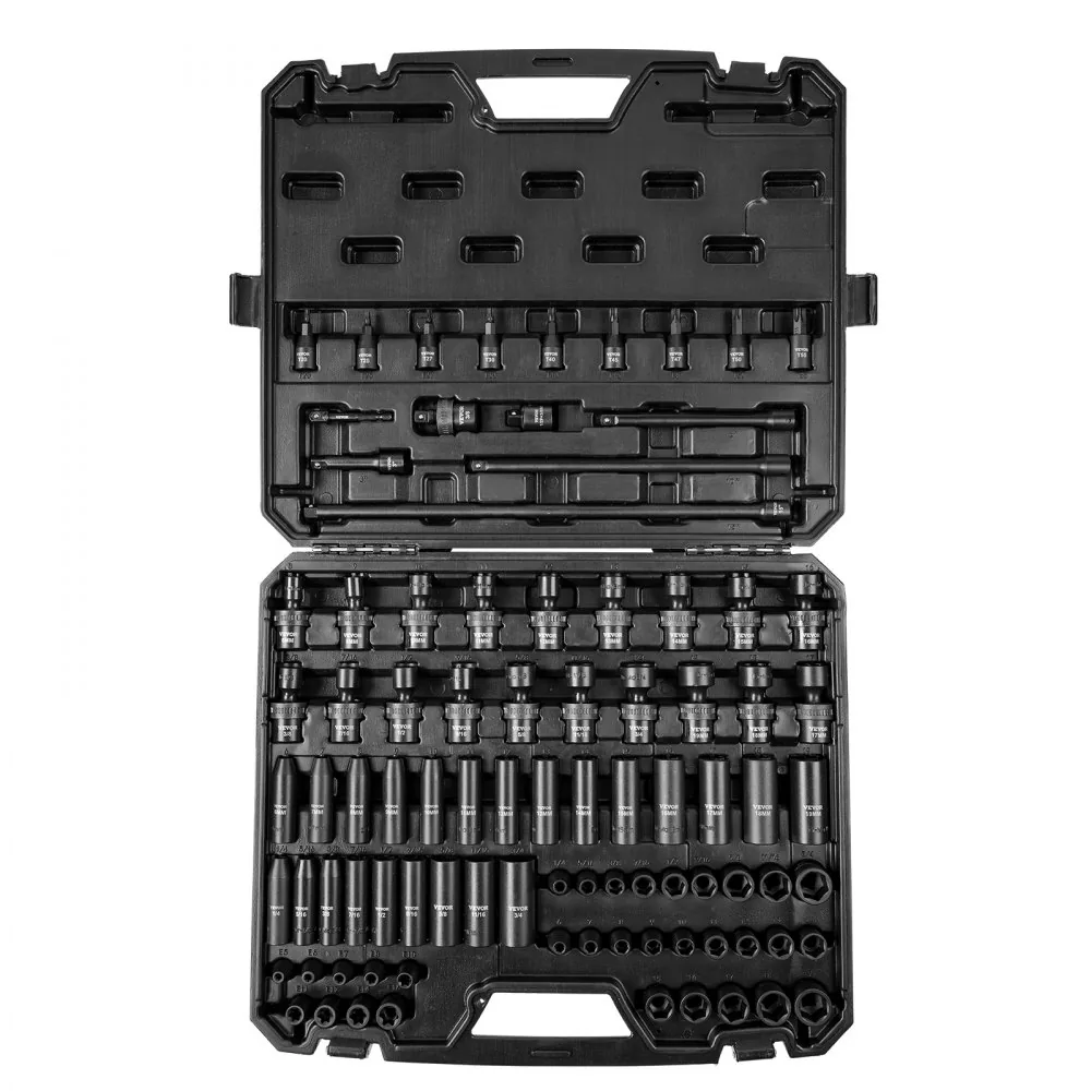impact socket set organized in toolbox