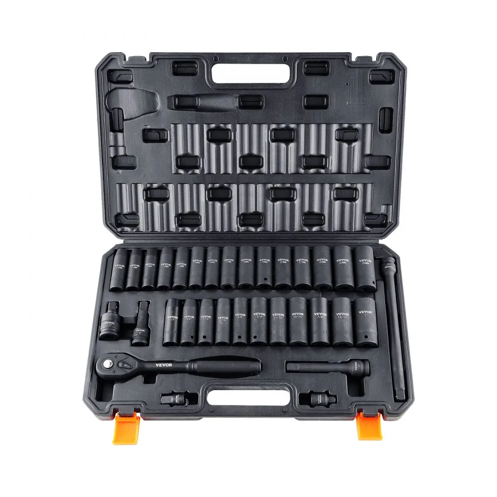 impact socket set organized in toolbox