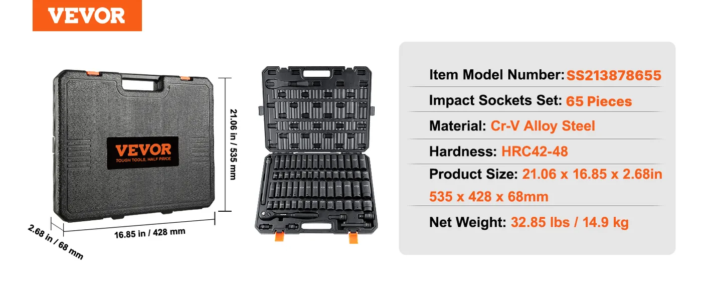 VEVOR impact socket set storage case portability