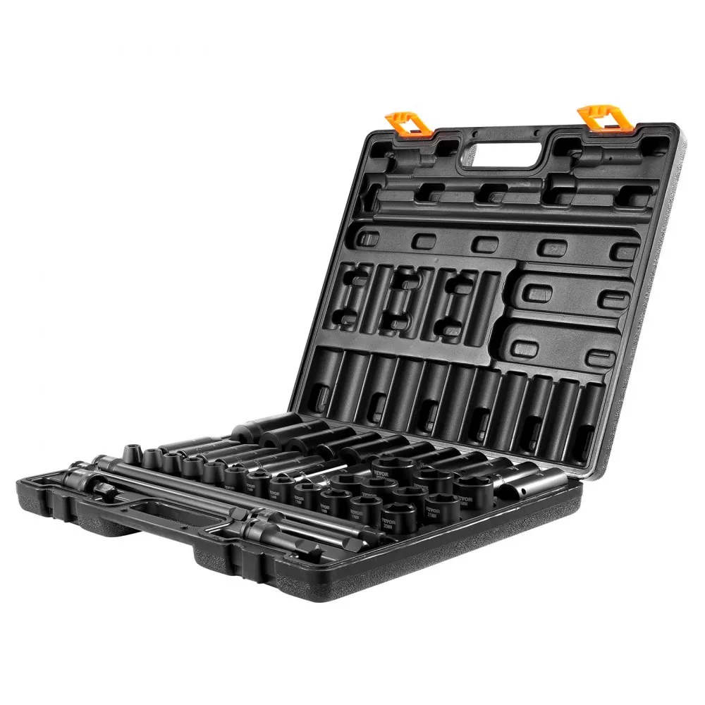 impact socket set organized in toolbox