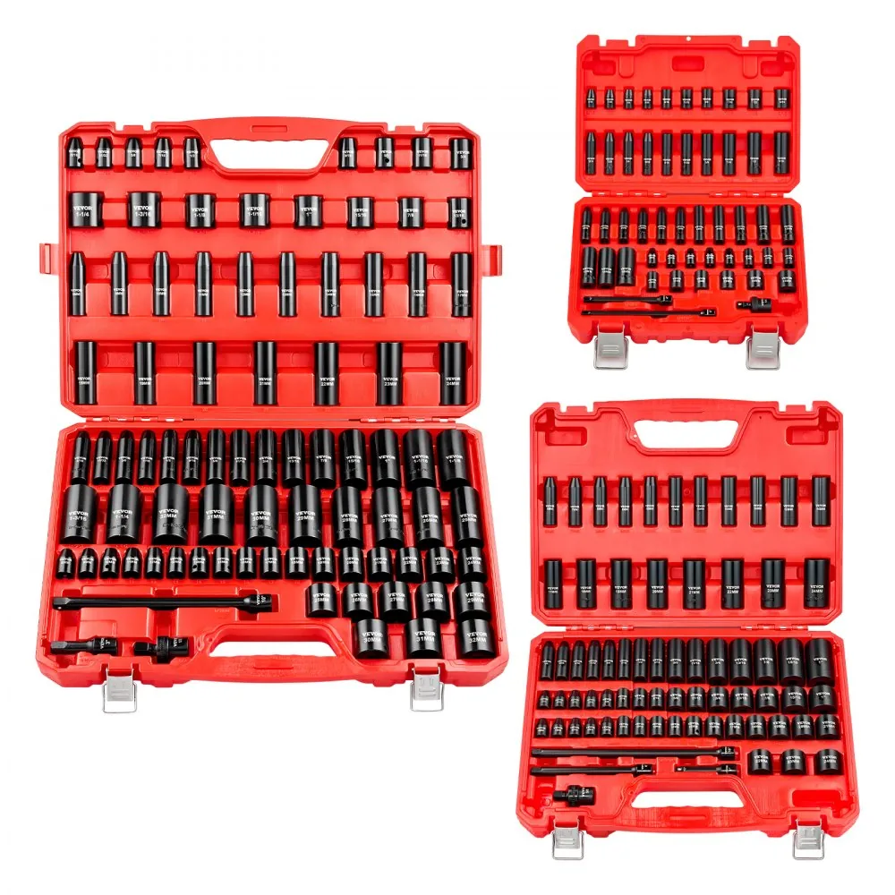 VEVOR impact sockets organized in case
