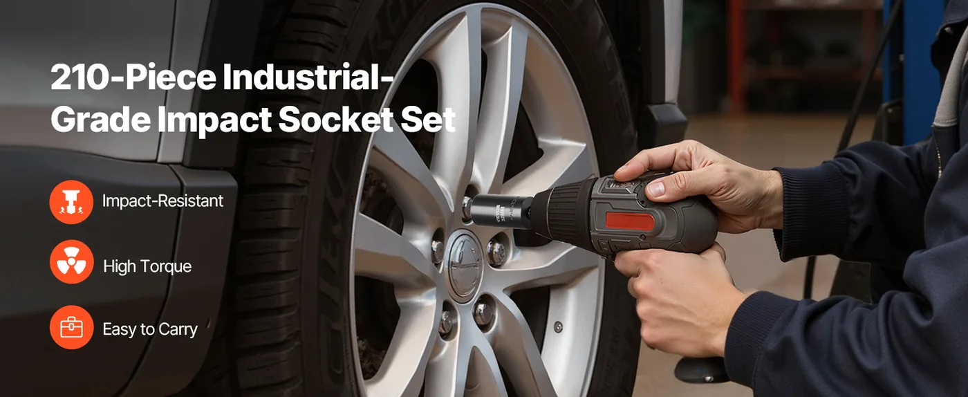 VEVOR 210 piece impact socket set overview