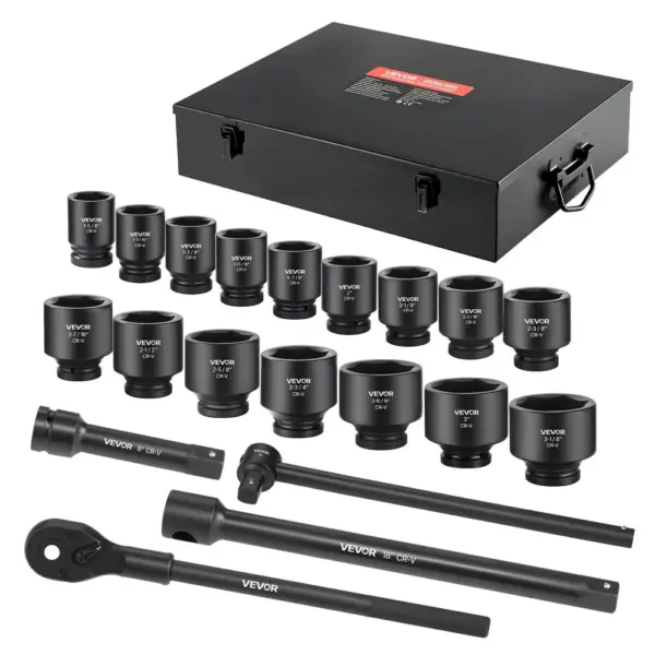 VEVOR 21 piece impact socket set case view